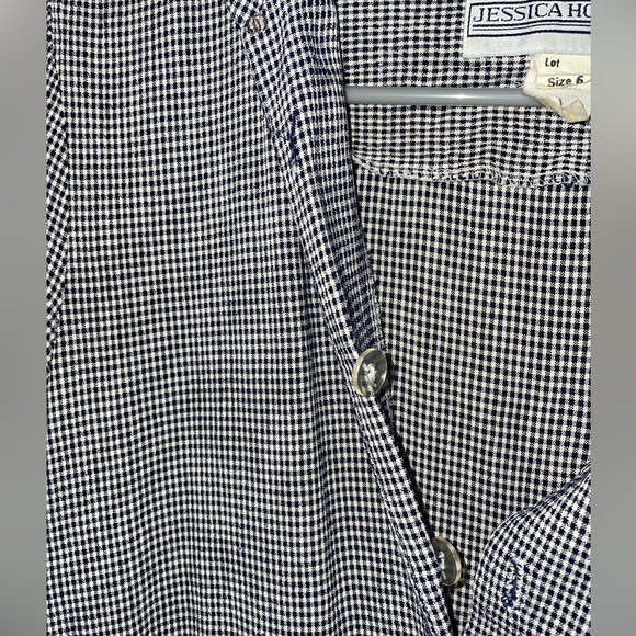 Vintage black and white plaid Jessica Howard midi dress - Picture 5 of 5